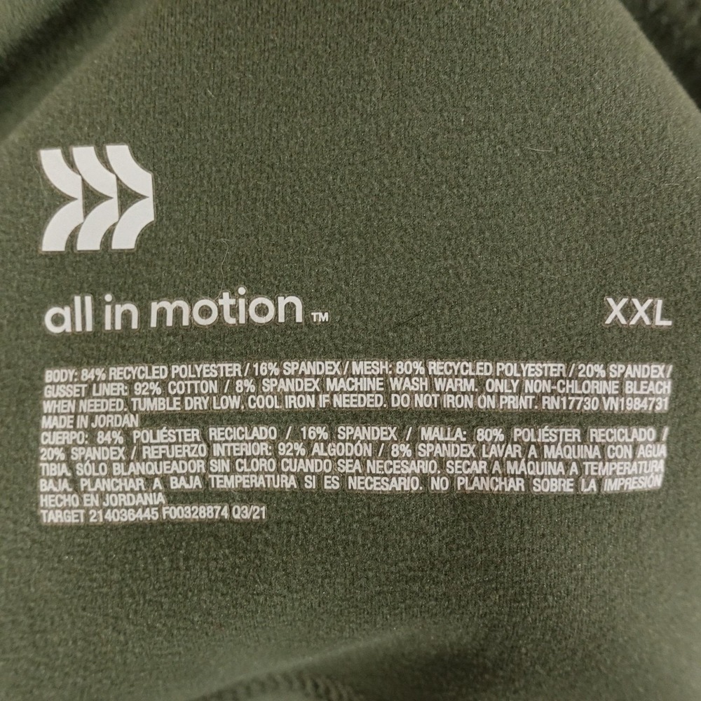 All In Motion Leggings Womens XXL Green Ankle High Rise Pockets Zip Pocket - Picture 9 of 11